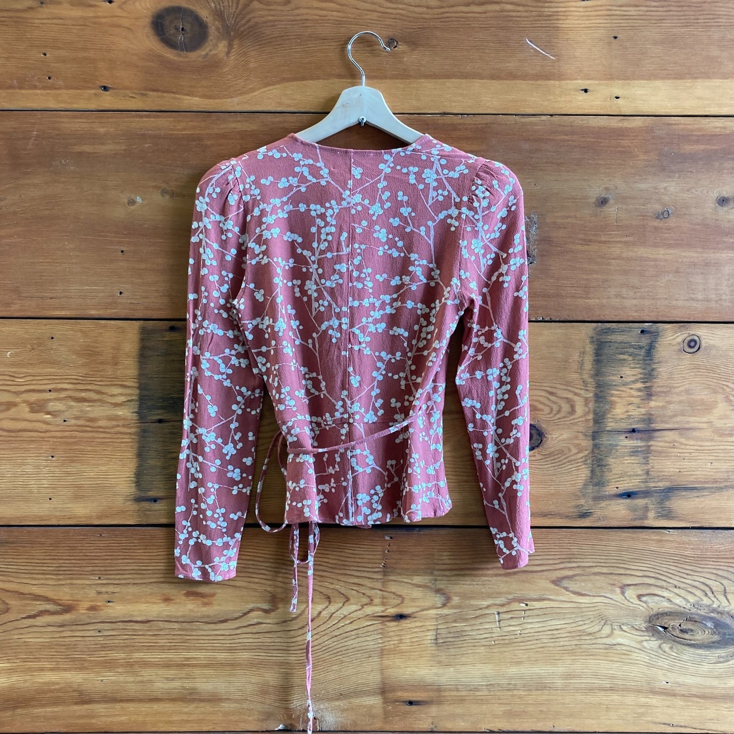 34 / XS - Rouje Paris Pink Print Wrap Midi Skirt & 3/4 Sleeve Shirt Set 0824PT