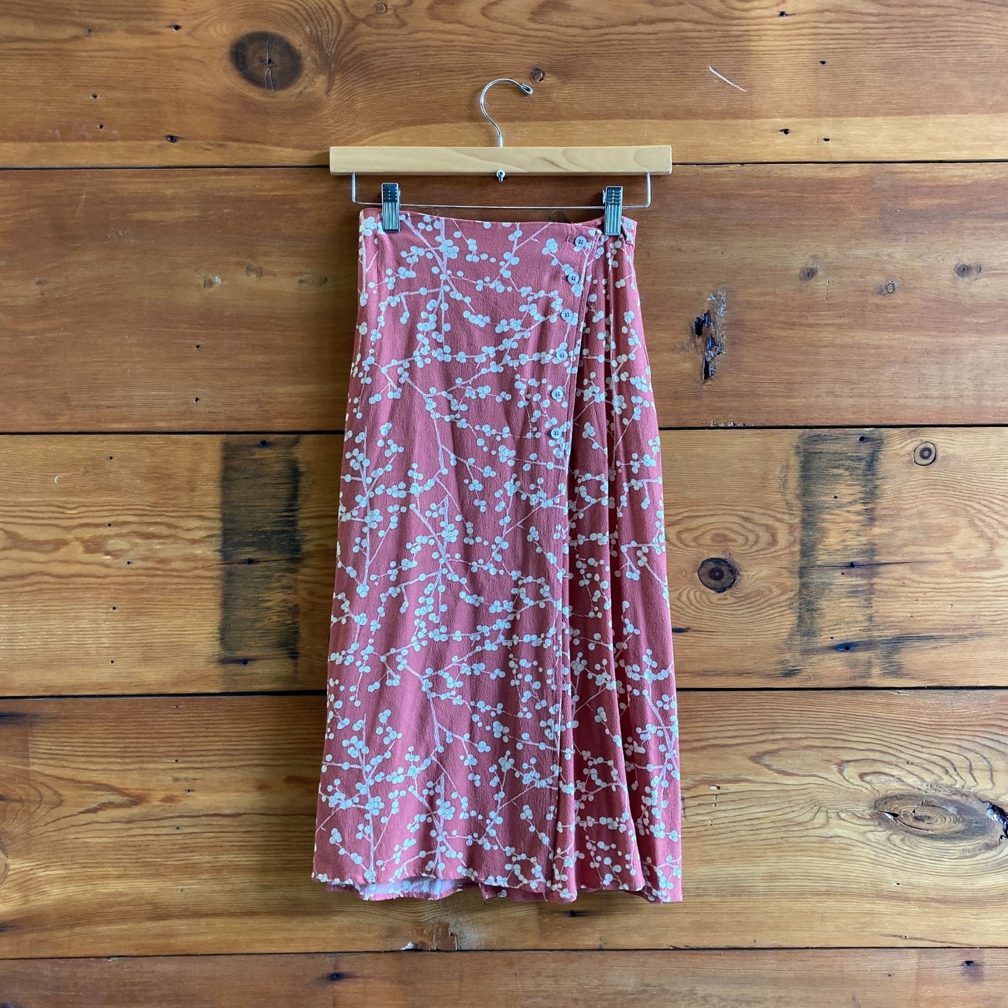 34 / XS - Rouje Paris Pink Print Wrap Midi Skirt & 3/4 Sleeve Shirt Set 0824PT