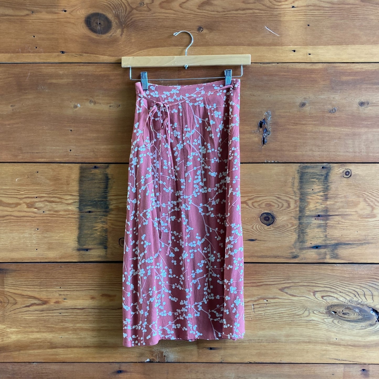 34 / XS - Rouje Paris Pink Print Wrap Midi Skirt & 3/4 Sleeve Shirt Set 0824PT