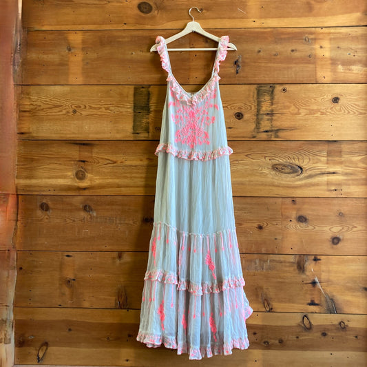 M - Free People $350 Ethereal Coralie Combo Embroidered Maxi Dress NEW 0102AV