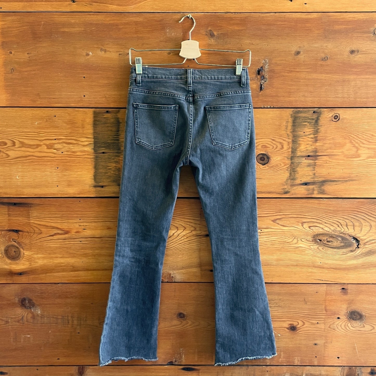 25 - Nili Lotan Black Wash Lace Up Vianca Raw Hem Kick Flare Jeans 0224DM