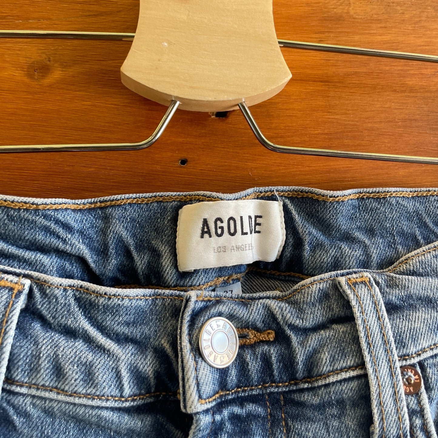 27 - AGoldE Kye Mid Rise Straight Slouchy Crop Organic Stretch Jeans 0507KL