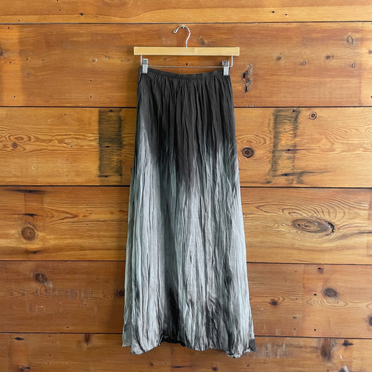2 / XS - Massimo Dutti Black Gray Tie Dye NEW Crinkled Fabric Maxi Skirt 0619NW