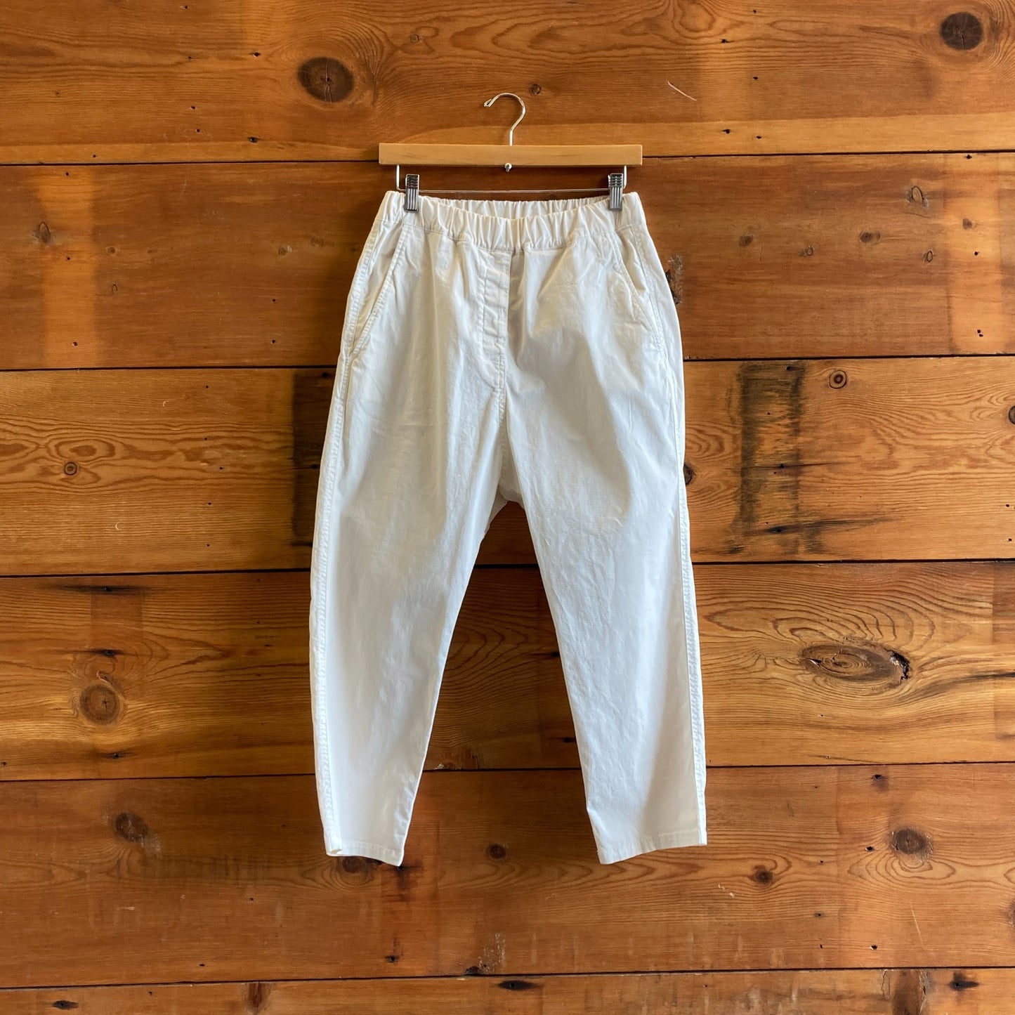 S - Nili Lotan $395 Ivory Stretch Waist Walker Relaxed Straight Pants 0316CK