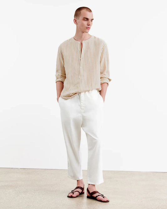 S - Nili Lotan $395 Ivory Stretch Waist Walker Relaxed Straight Pants 0316CK
