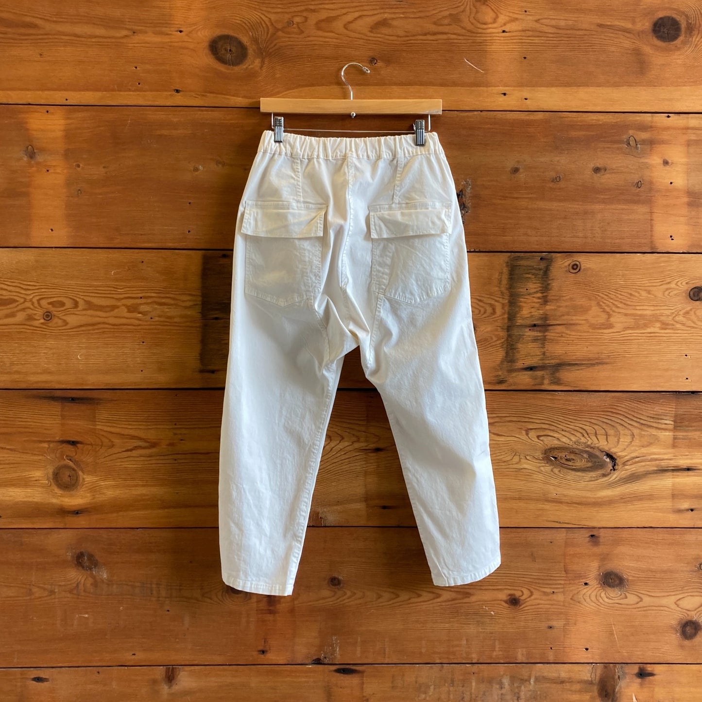 S - Nili Lotan $395 Ivory Stretch Waist Walker Relaxed Straight Pants 0316CK