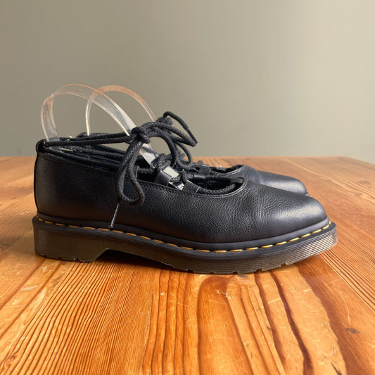 9 - Dr. Martens Black Leather Elphie II Virginia Leather Flats Shoes 1106KL
