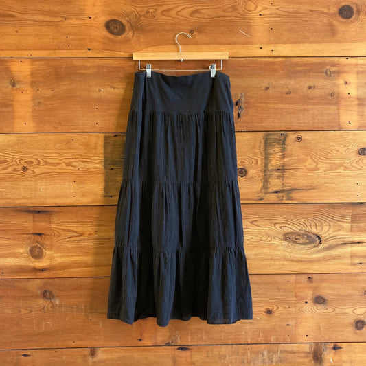 M - XCVI Wearables Black NEW $85 Sirus Tiered Skirt 0607IL