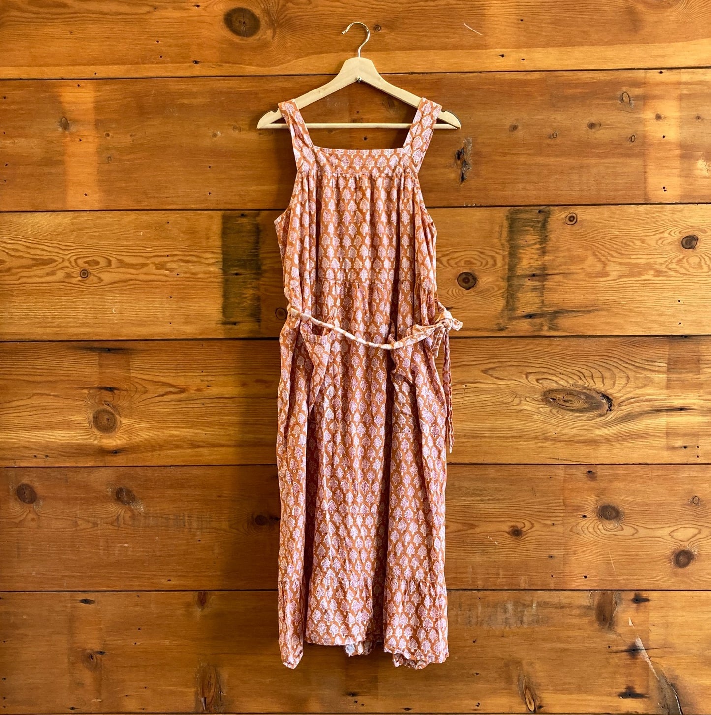 M - India Collection Emerson Fry Orange White Printed Sleeveless Dress 0816TB