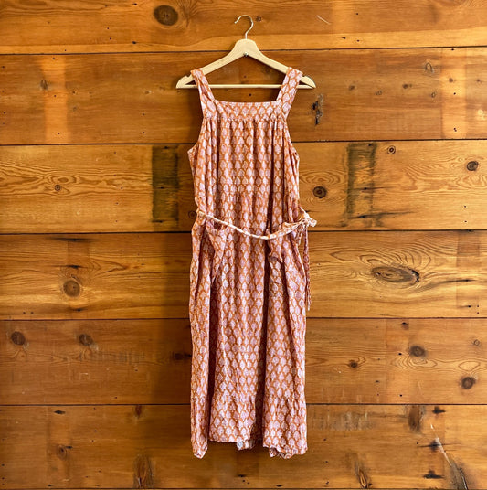 M - India Collection Emerson Fry Orange White Printed Sleeveless Dress 0816TB