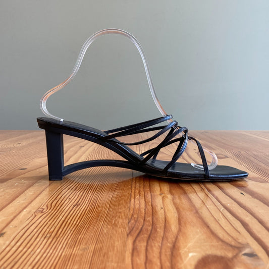 8.5 - Richard Tyler Black Unique Heel Strappy Vintage 90s Sandals 0227LS