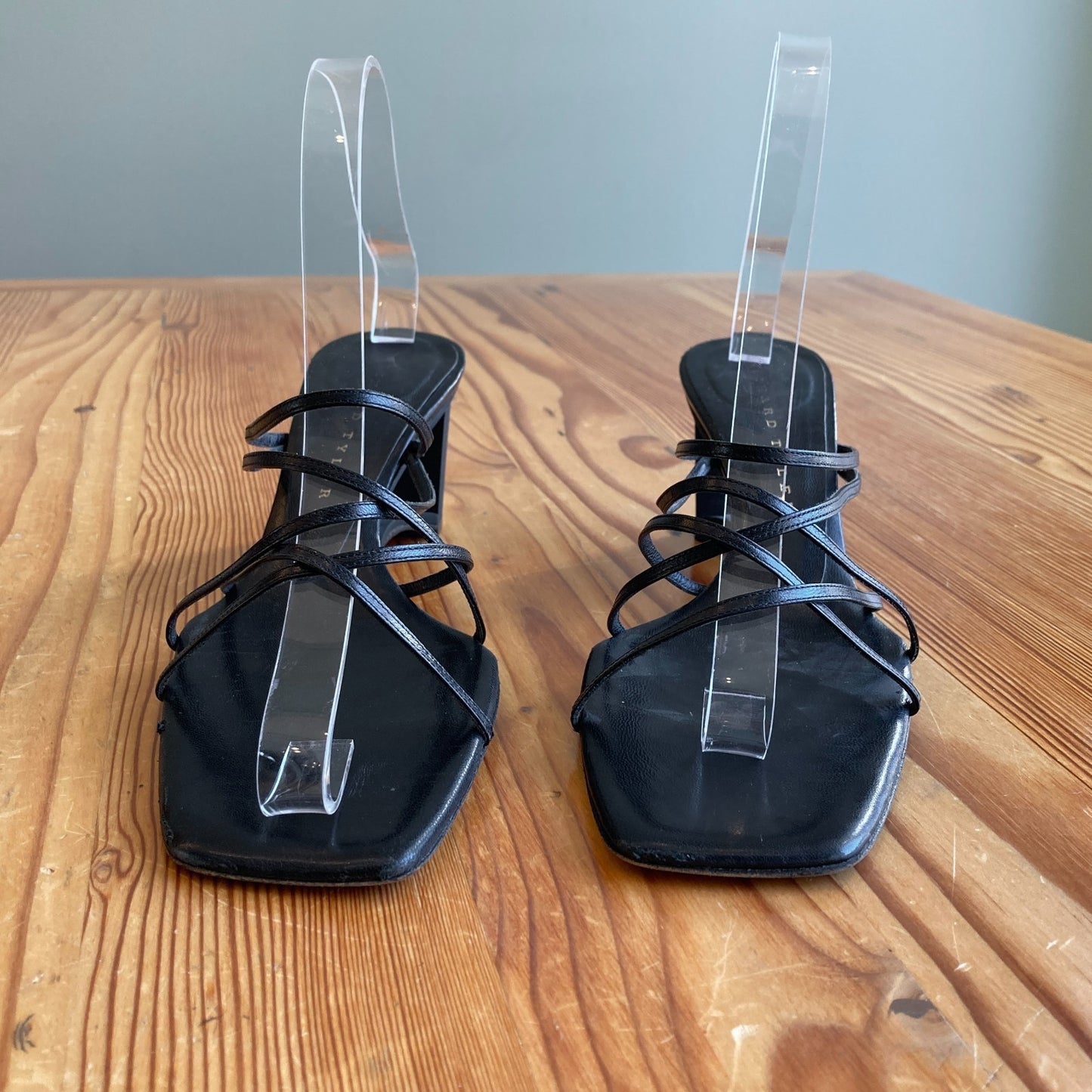 8.5 - Richard Tyler Black Unique Heel Strappy Vintage 90s Sandals 0227LS