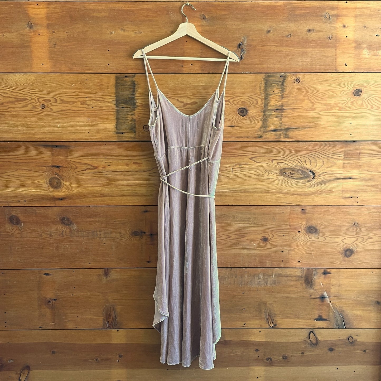 M - Reformation Blush Pink Velvet Sleeveless Wrap Dress 0927LL
