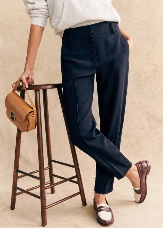 36 / 4 US - Sezane Navy Blue Gustavo Ankle Length Trouser Pants NEW 0425GN
