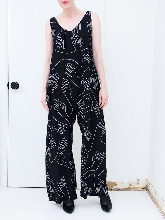 8 - Elk the Label $209 Black Hand Patterned Sentosa Jumpsuit NEW 0507AH