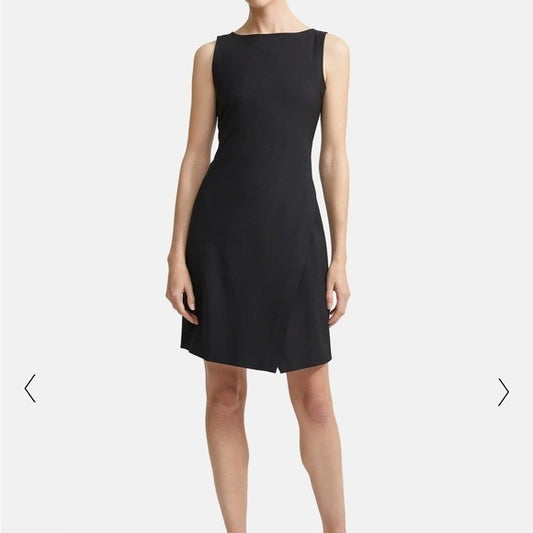 12 - Theory $345 Black Sleeveless Risbana Traceable Wool Dress NEW 0708EK