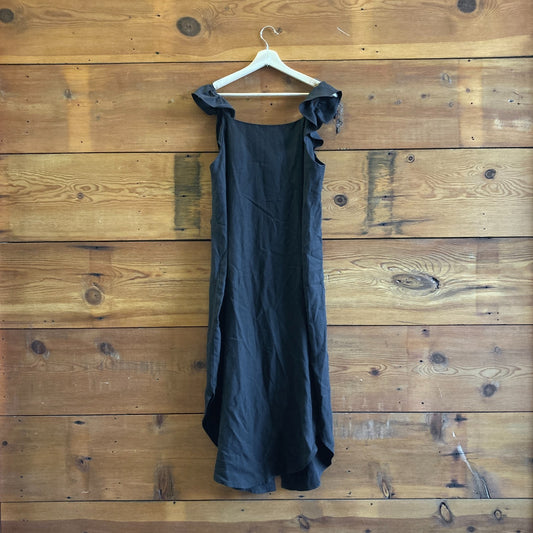 3 / L - Hatch Black Tencel Linen Sleeveless Button Up Maternity Dress 0708EK