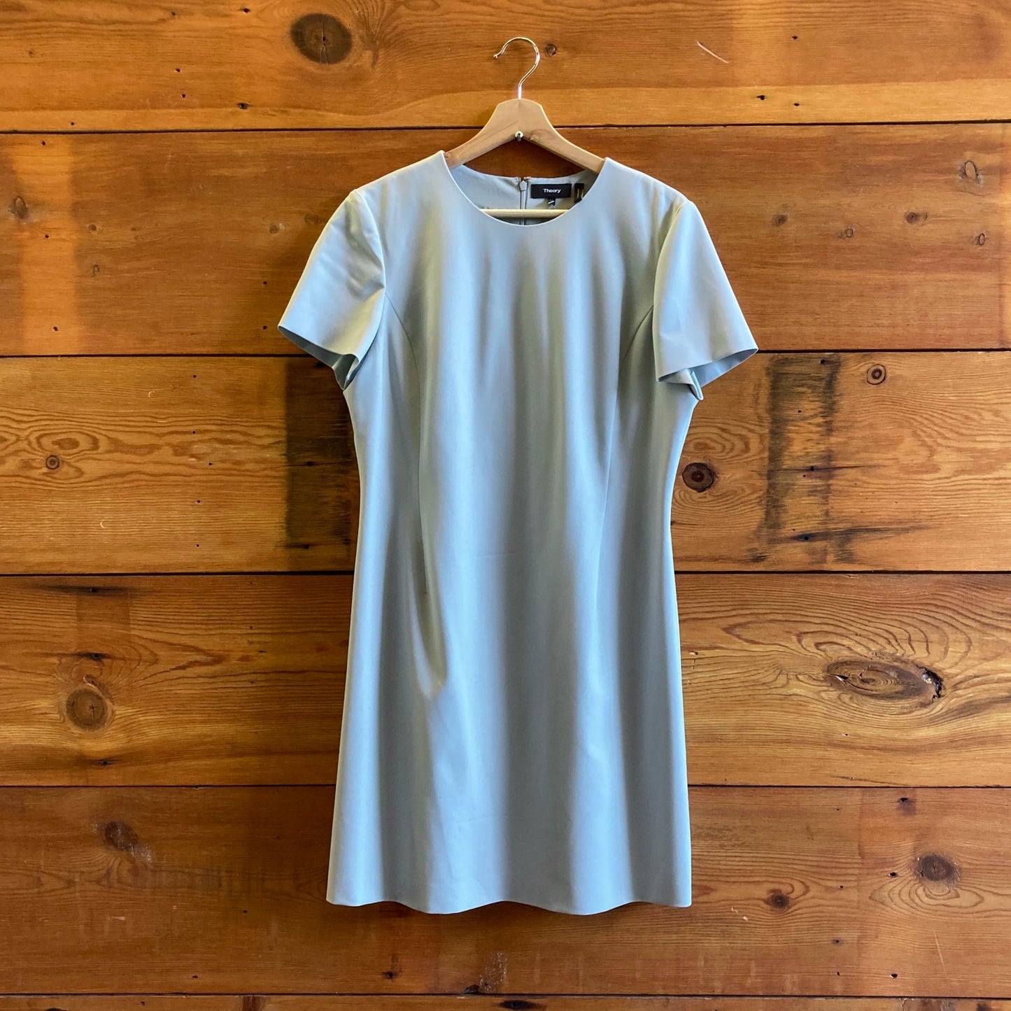 12 - Theory Opal Green Short Sleeve Traceable Wool Workwear Jatinn Dress 0708EK