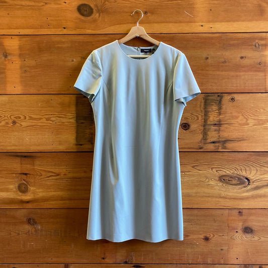12 - Theory Opal Green Short Sleeve Traceable Wool Workwear Jatinn Dress 0708EK