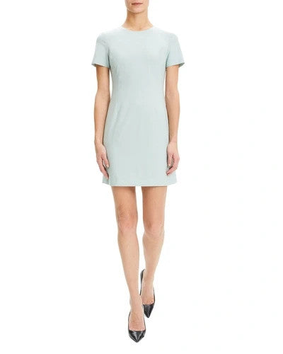 12 - Theory Opal Green Short Sleeve Traceable Wool Workwear Jatinn Dress 0708EK