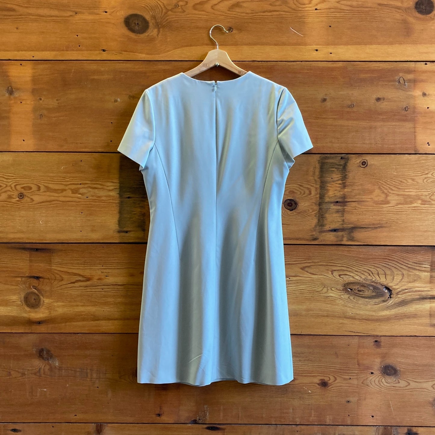 12 - Theory Opal Green Short Sleeve Traceable Wool Workwear Jatinn Dress 0708EK