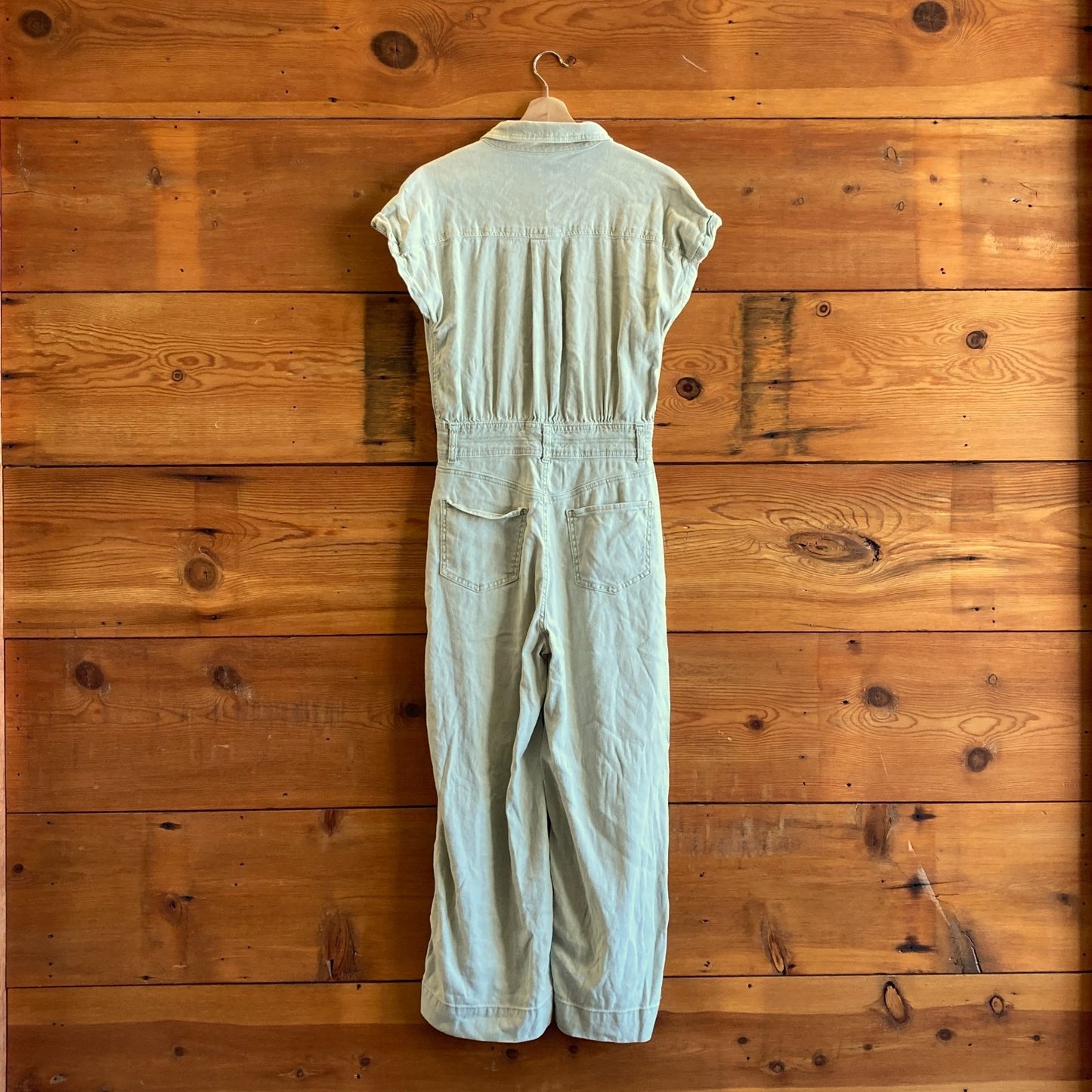 M - Joe's Jeans Pale Green Washed Denim Lexi Jumpsuit 0405CC