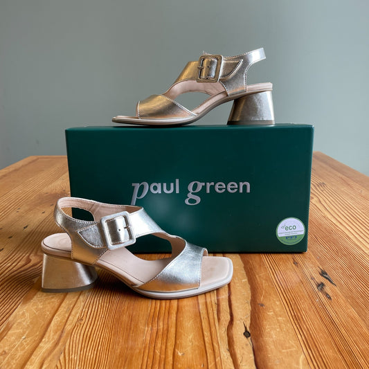 7 - Paul Green $398 Metallic Nappa Leather Tanya Sandals NEW w/ Box 0204AB