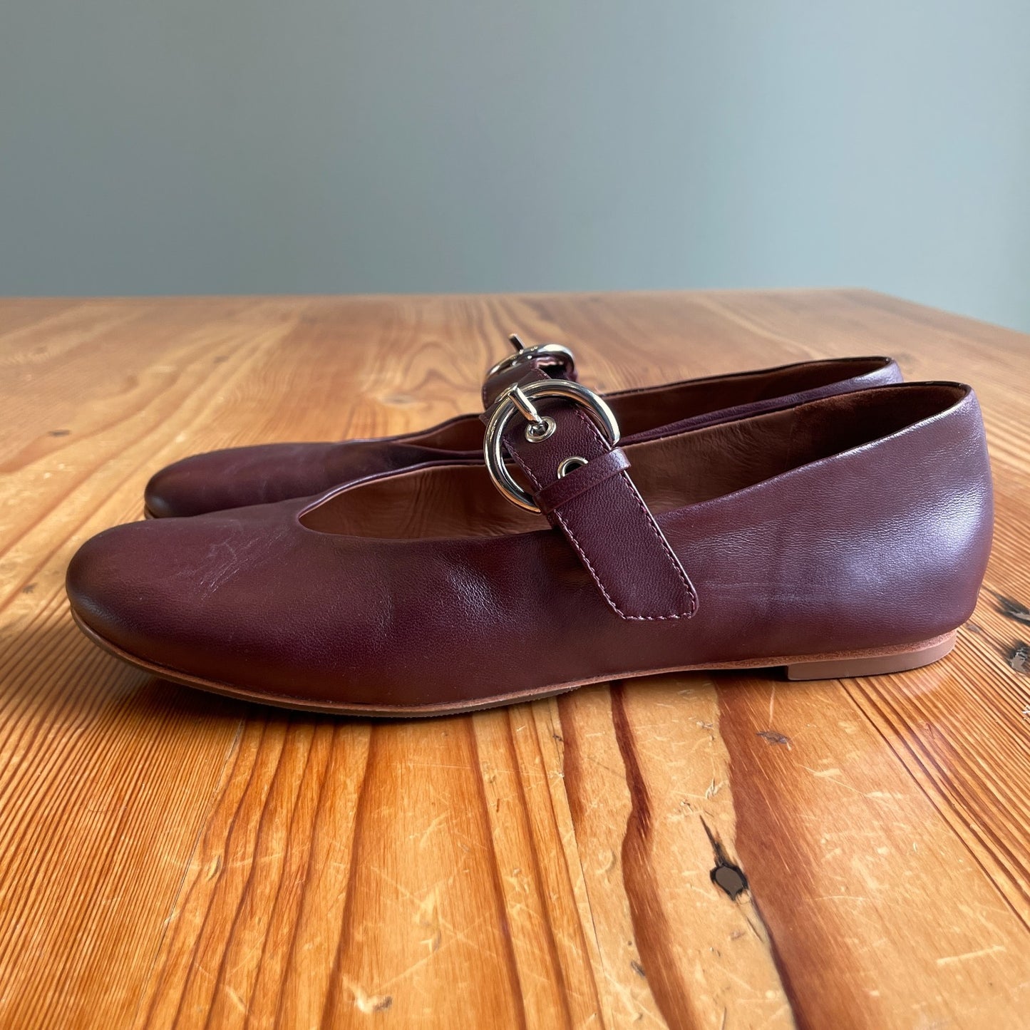7 - Reformation $268 Burgundy Leather Mary Jane Bethany Ballet Flats 0714NF