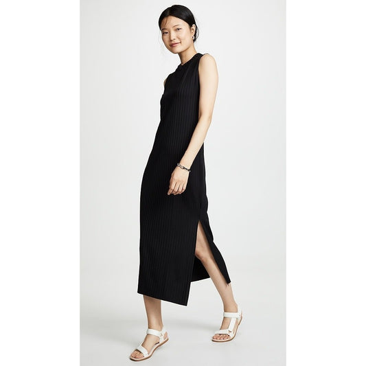 XL - AYR Black Mock Neck Ribbed Knit Sleeveless Maxi Weekend Dress 0720LP