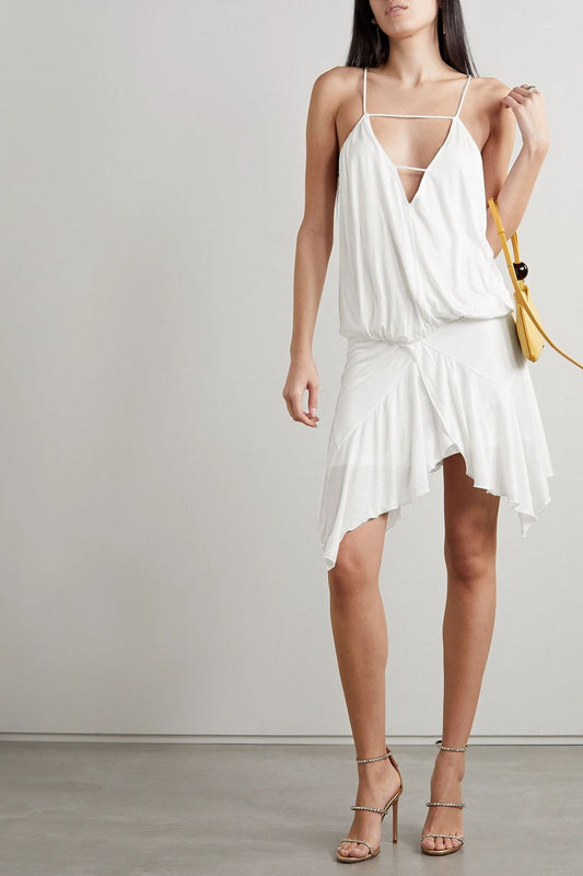 42 / 10 US - Isabel Marant White Felicia Asymmetric Jersey Mini Dress 0617HS