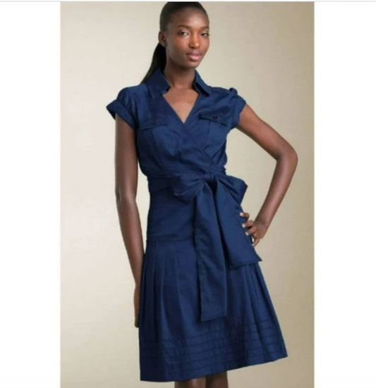 8 - DVF Diane Von Furstenberg Navy Edan Cap Sleeve Wrap Dress 0517NL