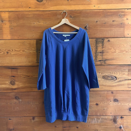 12 - See By Chloe Cobalt Blue Cotton Jersey Wide Neck Sweatshirt Dress 0927EK