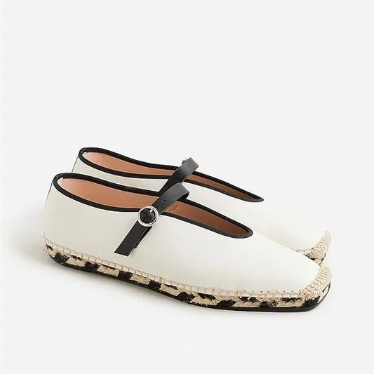 7 - J.Crew White Leather Mary Jane Espadrilles Shoes NEW w/ Box 0105MR