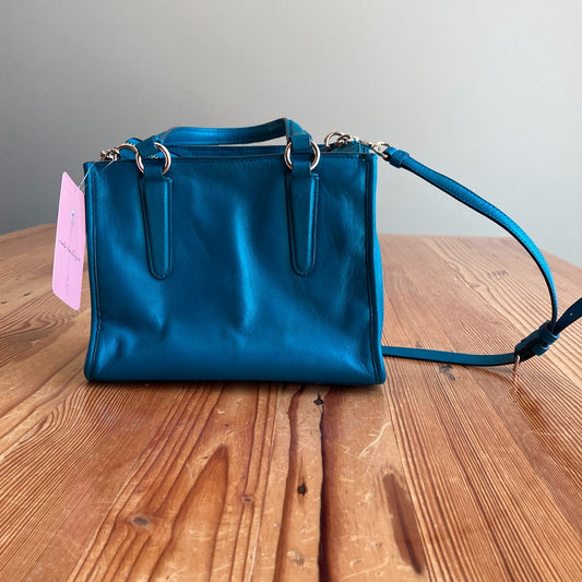 Coach Teal 2-Way Mini Crosby Carryall Leather Handbag Purse 0817LS
