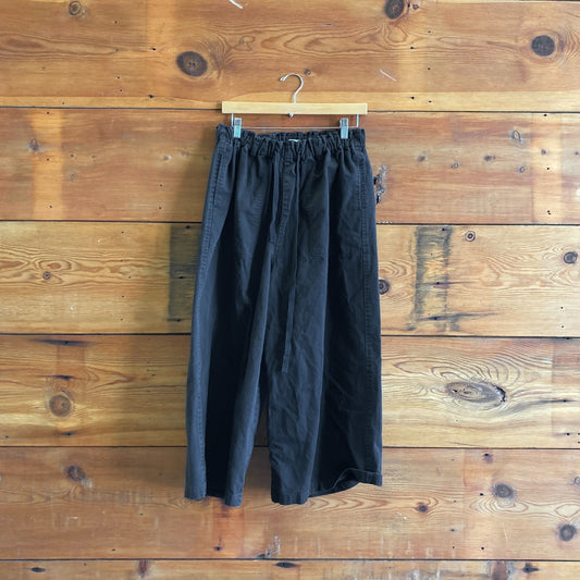 O/S - ICHI Antiquites Black Cotton Wide Leg Drawstring Paperbag Pants 0817LS