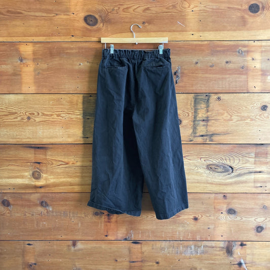 O/S - ICHI Antiquites Black Cotton Wide Leg Drawstring Paperbag Pants 0817LS