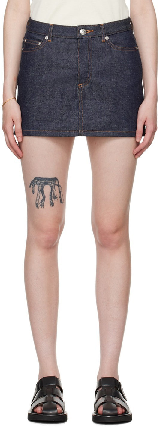 40 / L - A.P.C. Dark Wash Structured Cotton Denim Mini Skirt NEW NWT 1228SP