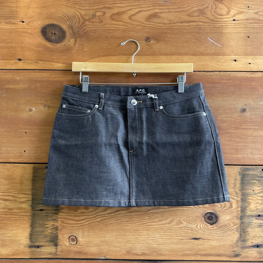 40 / L - A.P.C. Dark Wash Structured Cotton Denim Mini Skirt NEW NWT 1228SP