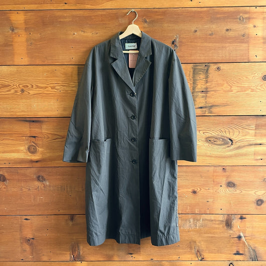 44 / 8 US - Hache Brown Italian Made Cotton Button Front Long Jacket 0721DK