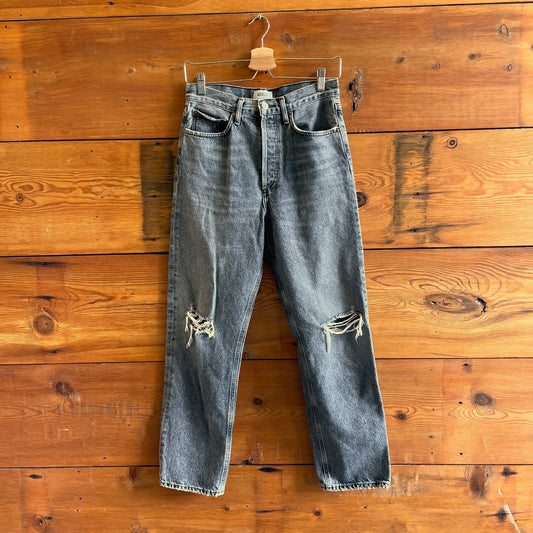 25 - AGoldE Gray Wash 90's Mid Rise Loose Ripped Knee Jeans 0430SM