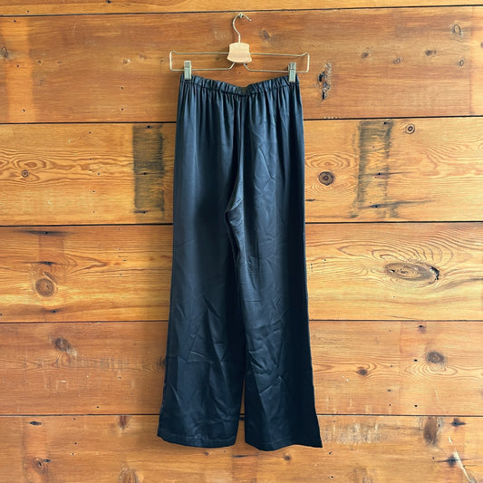 XS - Reformation Black 100% Silk Drawstring Wide Leg Pants 0807OS