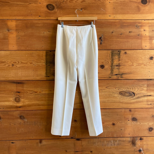 4 - Akris Punto Cream Wool Blend High Waisted Trouser Pants 0726MN