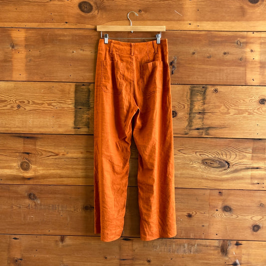 4 Tall - Maeve Anthropologie Rust Orange Linen The Colette Wide Leg Pants 0724LB