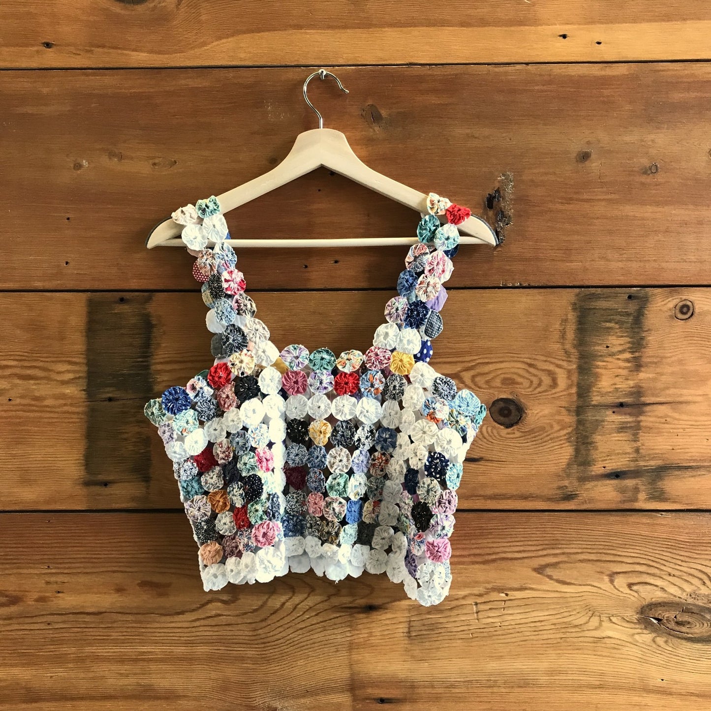 S - The Series NY $170 Multi Color Handmade Upcycled YoYo Tank Top 0723ML