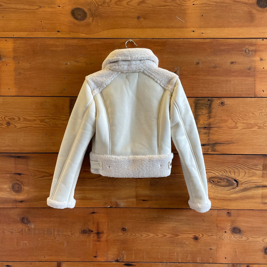 2 - Karen Millen Cream Vegan Faux Sherpa Zip Up Bomber Jacket 0929JM