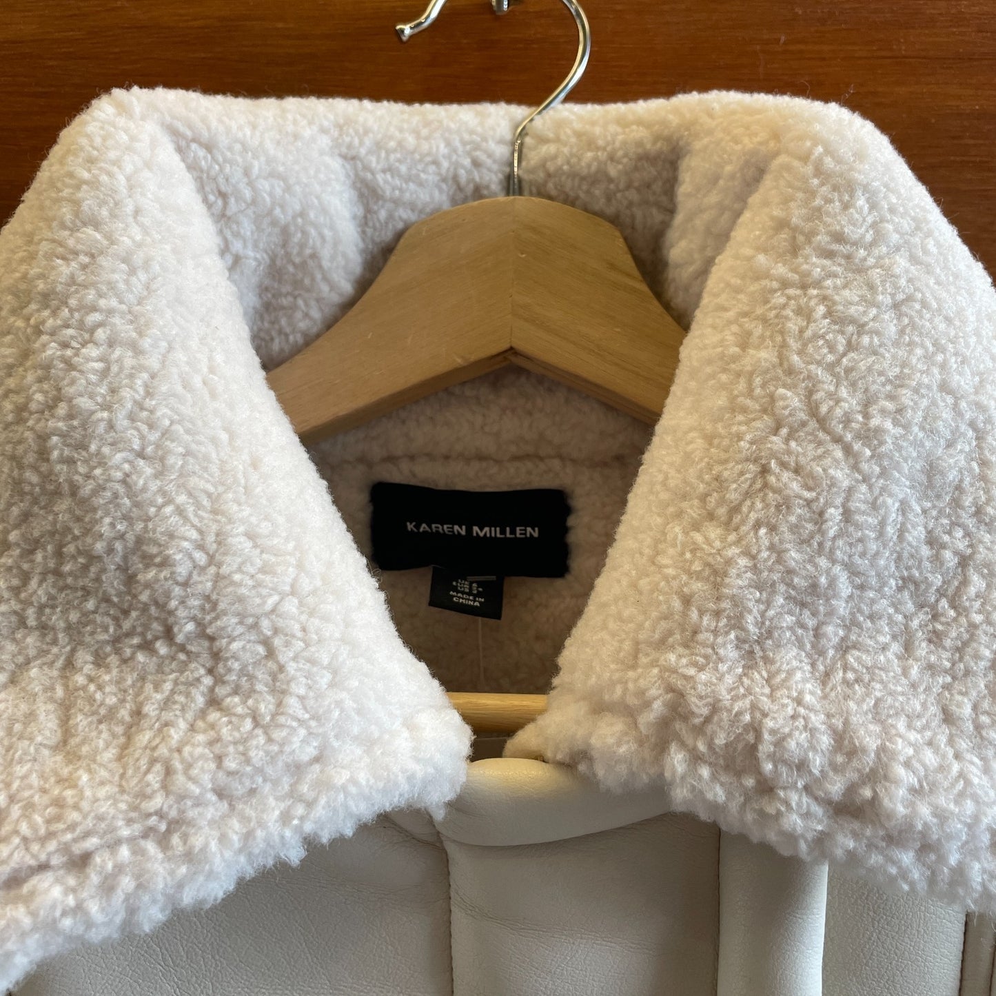 2 - Karen Millen Cream Vegan Faux Sherpa Zip Up Bomber Jacket 0929JM