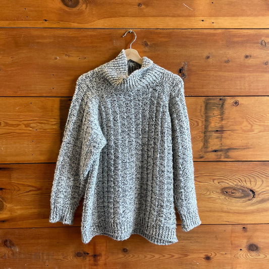 S - Apiece Apart Black White Tinka Oversized Wool Turtleneck Sweater 0611AJ