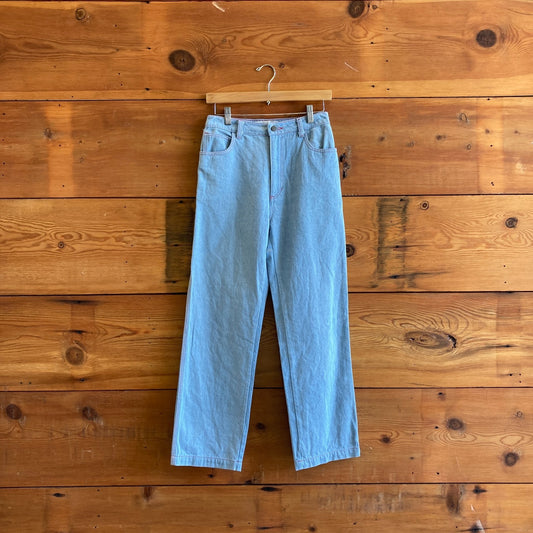 2 - LYKKE WULLF Light Wash Denim Straight Leg High Waist Carpenter Jeans 0312IG
