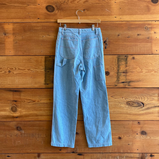2 - LYKKE WULLF Light Wash Denim Straight Leg High Waist Carpenter Jeans 0312IG