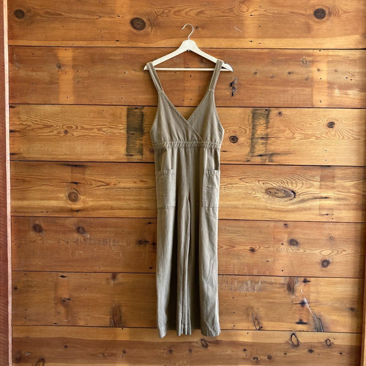 XS - Longway Calofornia Brown V-Neck Sleeveless Wide Leg Overalls 0312IG